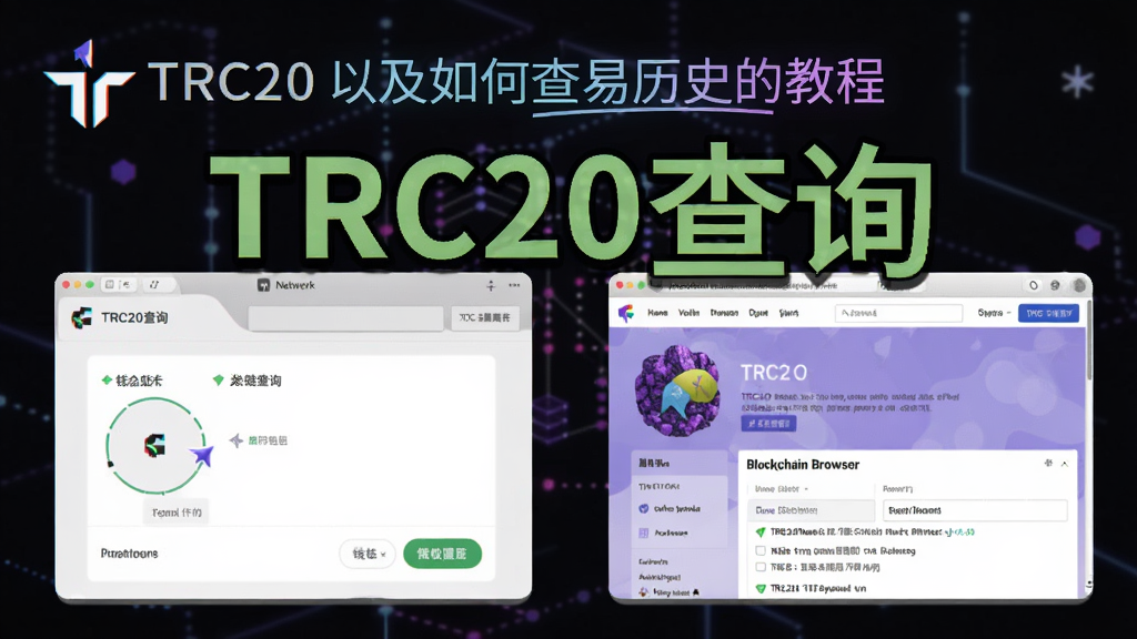 TRC20是什么以及如何查询交易历史的教程图解, 画面包含波场网络标识、钱包转账界面和区块链浏览器查询页, 重点文字用“TRC20查询”标注, 核心关键词:TRC20查询