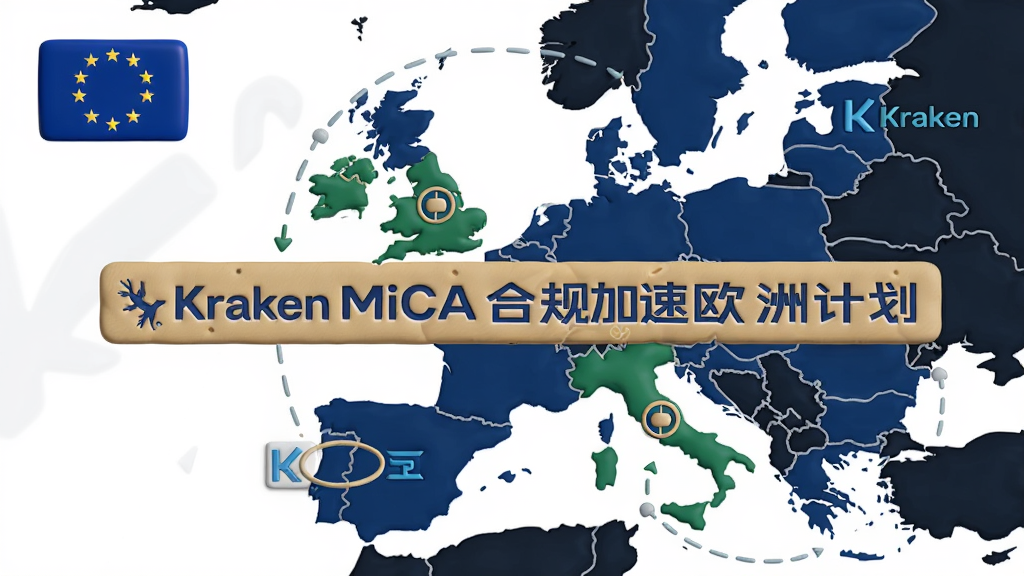 һ��չʾKraken��������ŷ�˵�ͼ�����ŵ�ʾ��ͼ�����Ĺؼ��֡�Kraken MiCA�Ϲ����ŷ�޼ƻ�����ͼƬ�������ŷ�˹�����Kraken logo����ͼ�ϱ�ע������������������������ȹؼ��г�