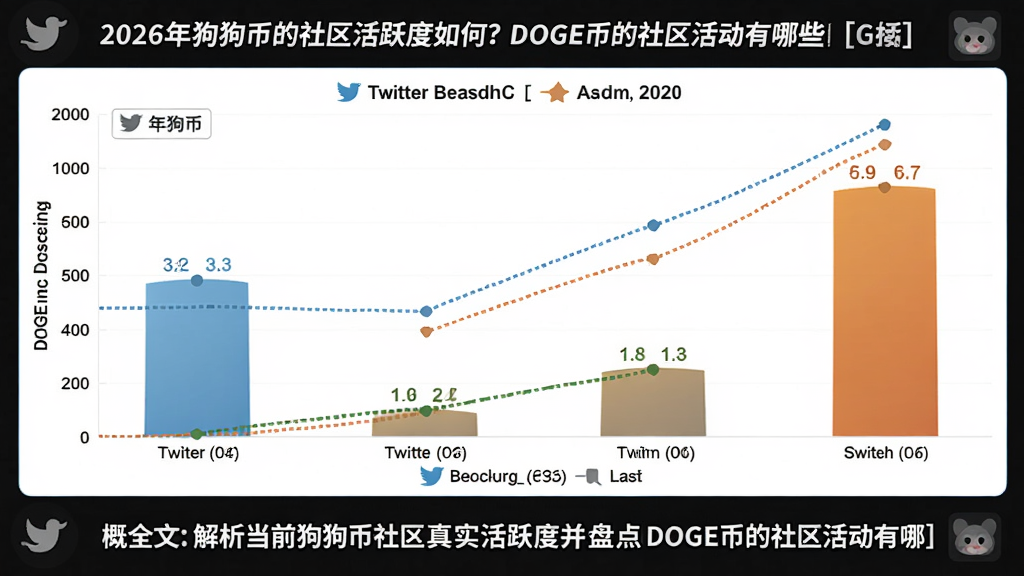 2026年狗狗币社区活跃度趋势对比图,包含推特讨论量、链上地址数等指标,关键词“狗狗币的社区活跃度如何?DOGE币的社区活动有哪些”,概括全文:解析当前狗狗币社区真实活跃度并盘点主要活动参与方式