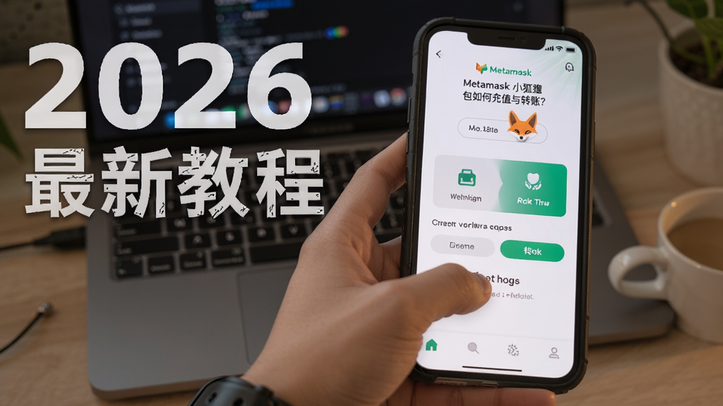 2026年最新版Metamask小狐狸钱包充值与转账全流程,关键词:Metamask小狐狸钱包如何充值与转账?,画面中一只手在手机屏幕上操作小狐狸钱包界面,展示充值和转账入口,带有“2026最新教程”文字
