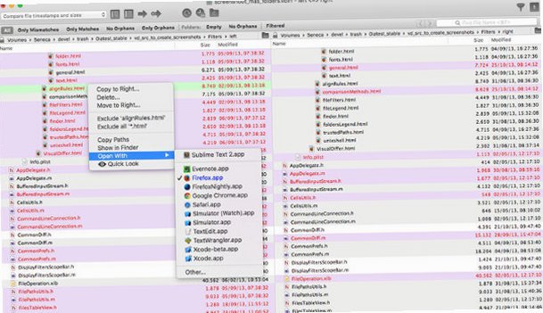 VisualDiffer for Mac��ͬ���ļ��м�·�����н���ȽϽ�ͼ2