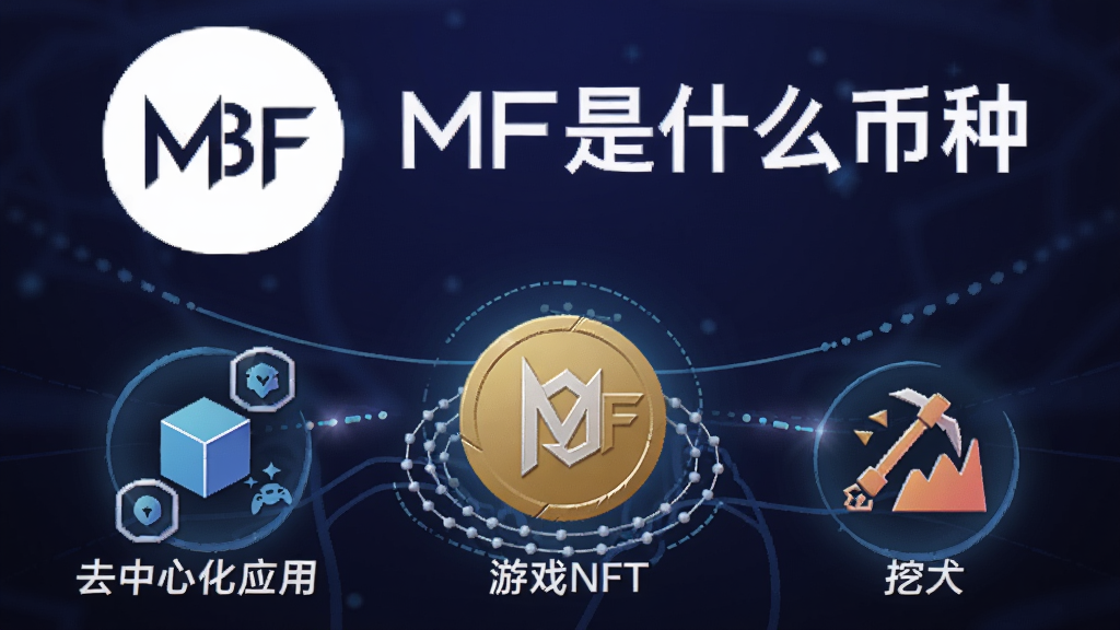 һ��չʾMBF�ҵĺ��ĸ���廭�������Ϸ���MBF�ҵİ׵�LOGO�����䡰MBF��ʲô���֡��������·�������ȥ���Ļ�Ӧ�á���ϷNFT���ڿ�Ԫ�ص�ͼ�꣬������δ������Ƽ��У��ؼ���MBF��