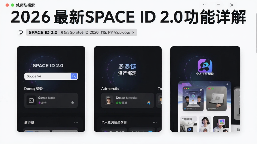 һ��չʾSPACE ID 2.0���ܽ��ܵĽ����ͼ���������������������ʲ��󶨡�������ҳģ�飬�����֡�2026����SPACE ID 2.0������⡱