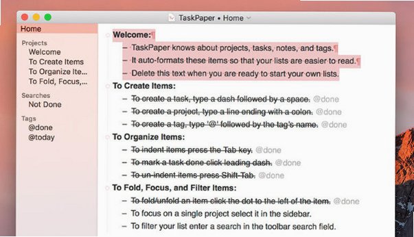 TaskPaper 纯文本GTD工具 for Mac截图1