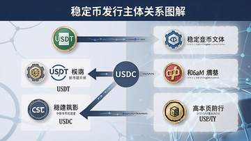 �ȶ��ҷ��������ϵͼ�⣬չʾUSDT��USDC����Ҫ�ȶ������䷢�й�˾�Ķ�Ӧ��ϵ���ؼ��ʣ��ȶ��ҷ���������˭