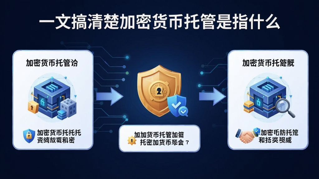加密货币托管全览概念图,用图解形式直观呈现“一文搞清楚加密货币托管是指什么”,加密货币托管
