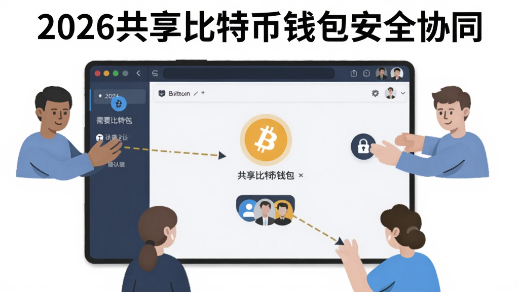 一张包含共享比特币钱包界面和多个用户协同操作的插图,界面显示比特币转账需要多人确认,配文“2026共享比特币钱包安全协同”,核心关键词:共享比特币钱包