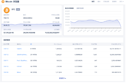BCN字节币区块链浏览器总量数据截图