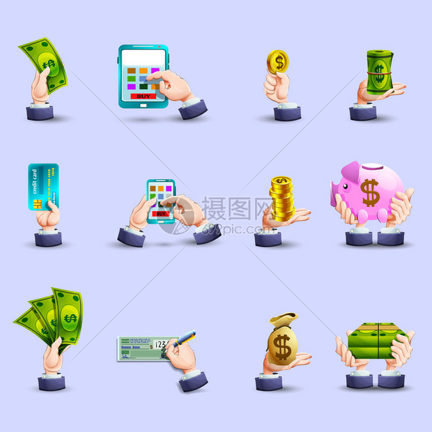 用筹码和现金比喻充提概念的卡通示意图,关键词:充值和提现简单理解