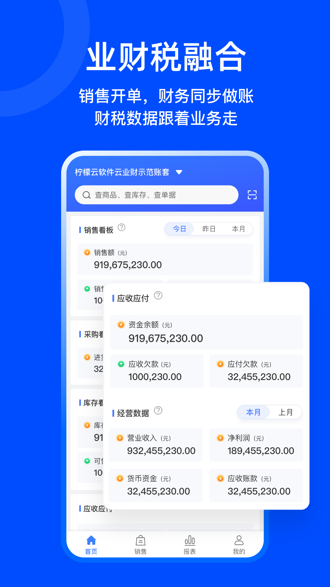 柠檬云业财安卓版界面截图