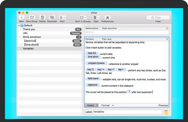 aText Mac版 文本缩写快捷输入效率工具截图1