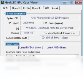 GPU Caps Viewer界面
