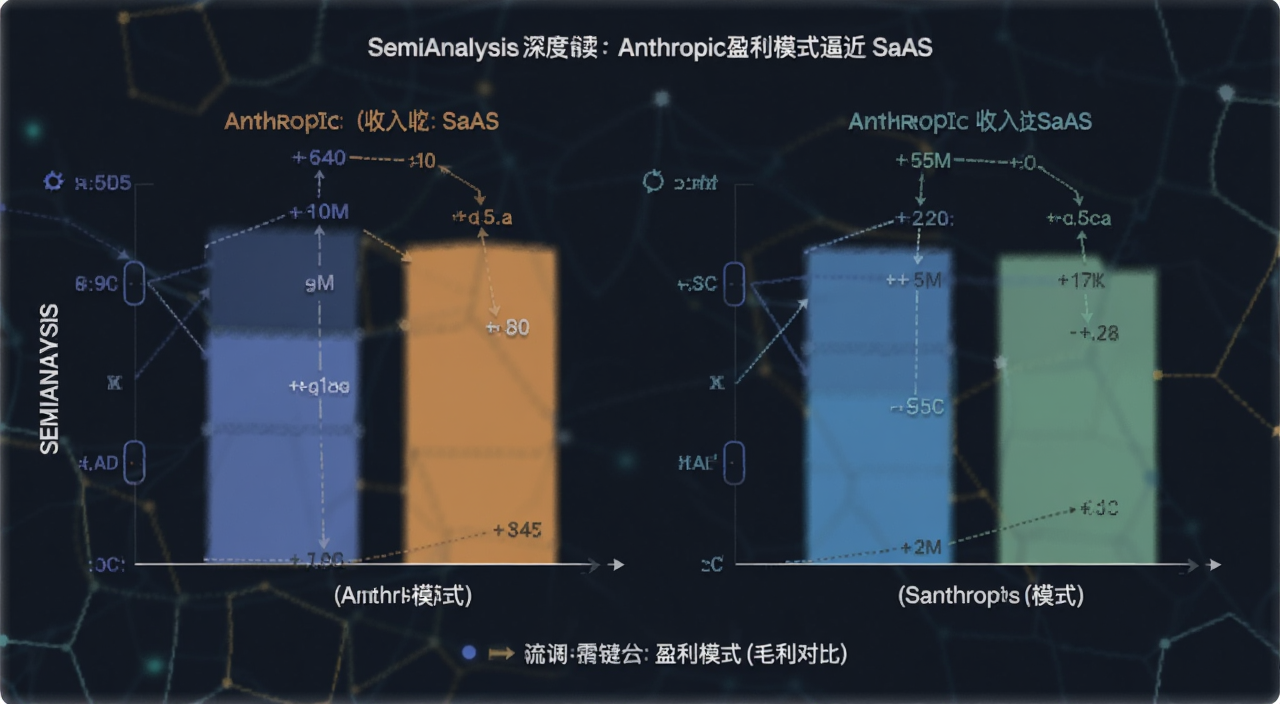SemiAnalysis深度解读:Anthropic盈利模式逼近SaaS,用一张图表展示Anthropic的收入来源和毛利对比,关键词“盈利模式”