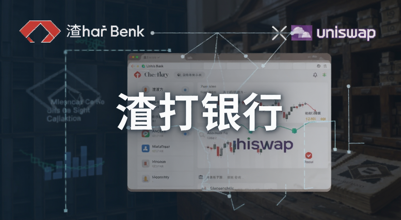 DeFi与传统金融合作概念图,渣打银行logo与Uniswap界面叠加,用