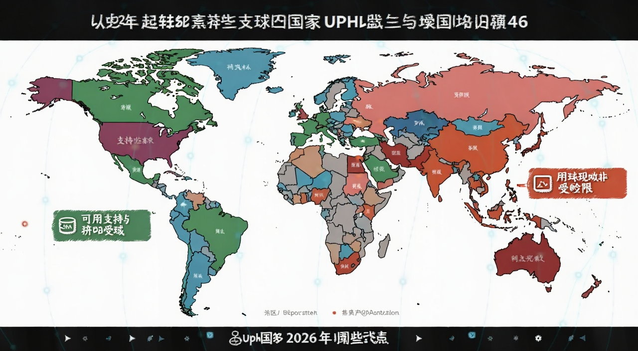Uphold支持哪些国家 2026年全球支持与受限地区地图示意 标注可用区域和受限区域 文字注明Uphold支持国家