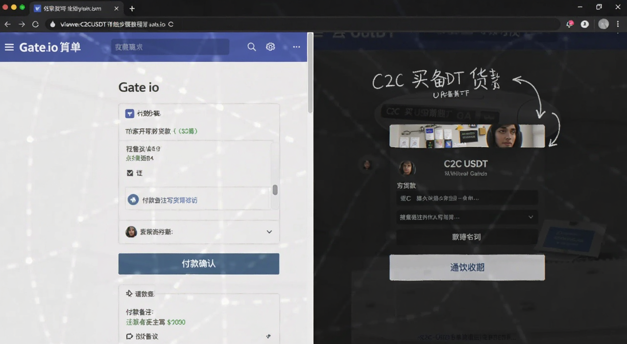 C2C��USDT��ϸ����̳� Gate.io�µ�ҳ��͸���ȷ�Ͻ��棬����ע�������עд���