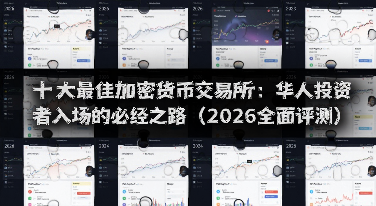 2026年华人投资者常用的十大加密货币交易所界面拼图,画面中有“十大最佳加密货币交易所:华人投资者入场的必经之路(2026全面评测)”字样