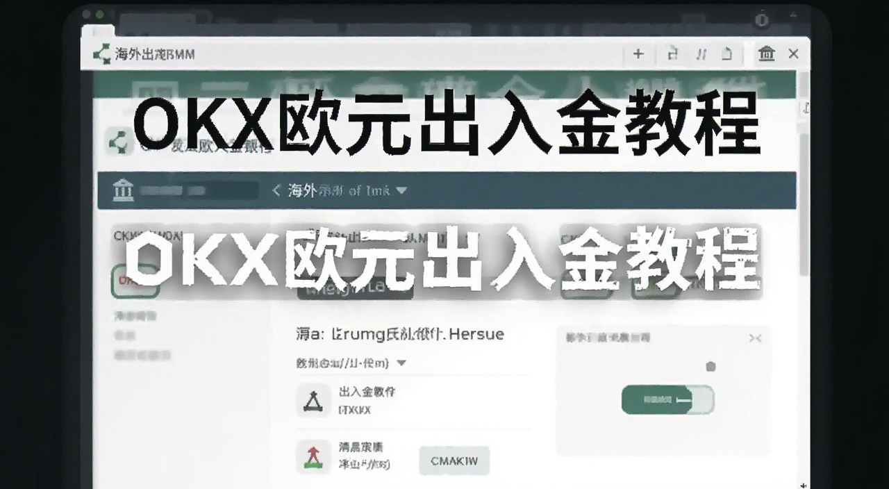 OKX欧元出入金教程海外银行操作界面示意图,文字注明OKX欧元出入金教程
