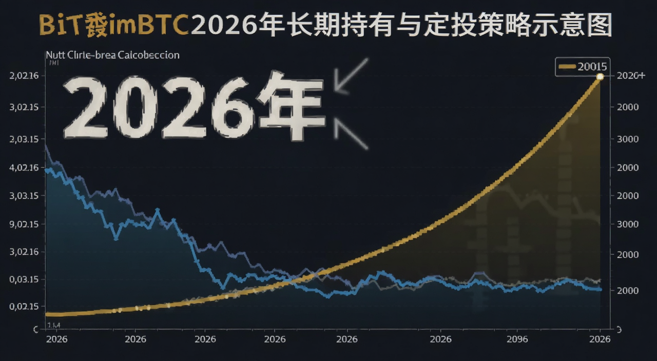 比特币BTC2026年长期持有与定投策略示意图,包含定投成本线和收益曲线,标注“2026年”字样