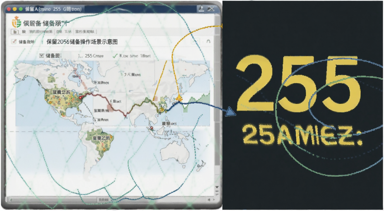 保留255亿美元的储备操作场景示意图,画面中要有储备账户界面和数字255亿美元字样