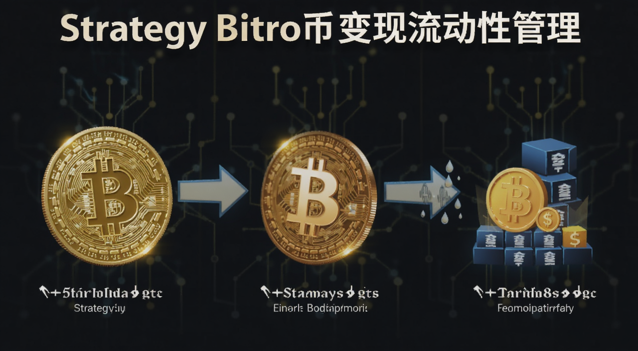 Strategy比特币变现流动性管理概念图,图中标注Strategy比特币变现流动性管理字样