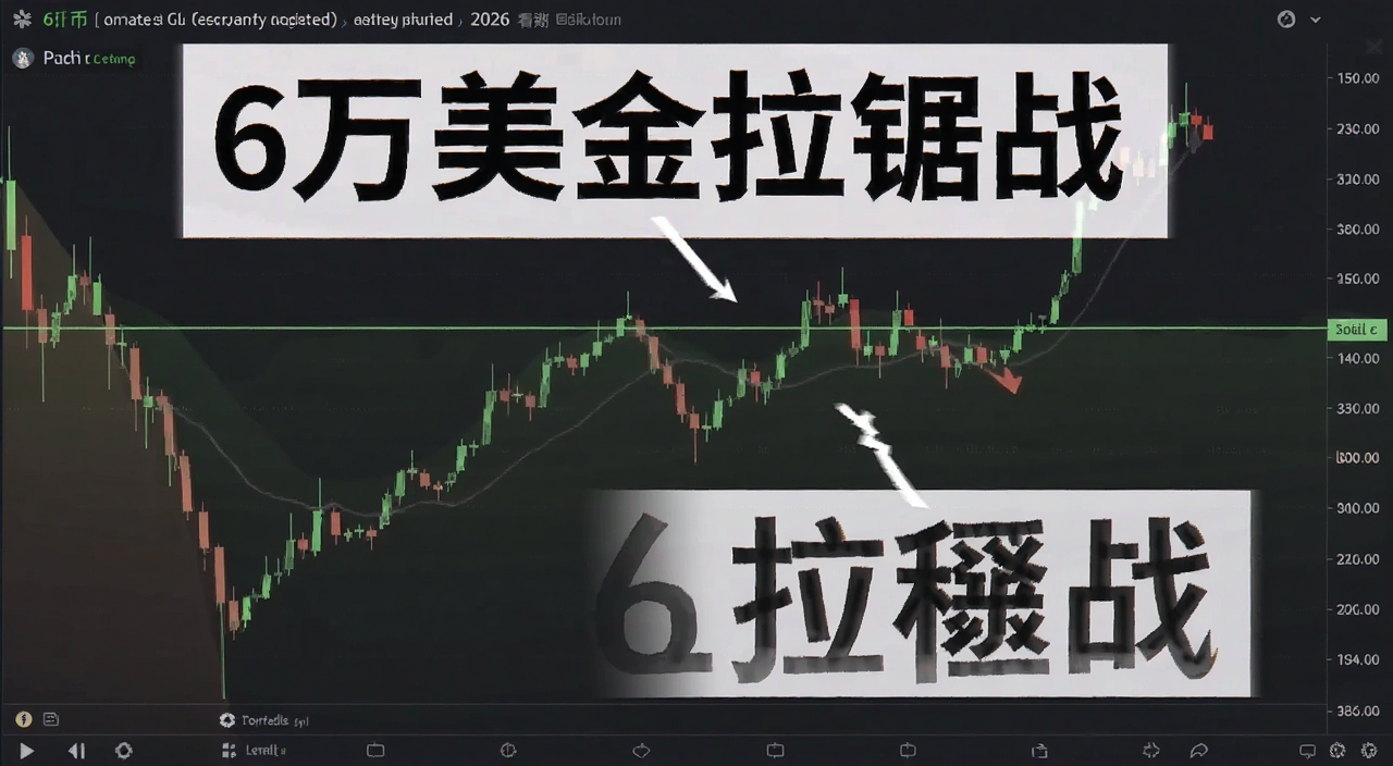 比特币价格走势图 6万美金关键位 2026看涨预期 文字标注“6万美金拉锯战”