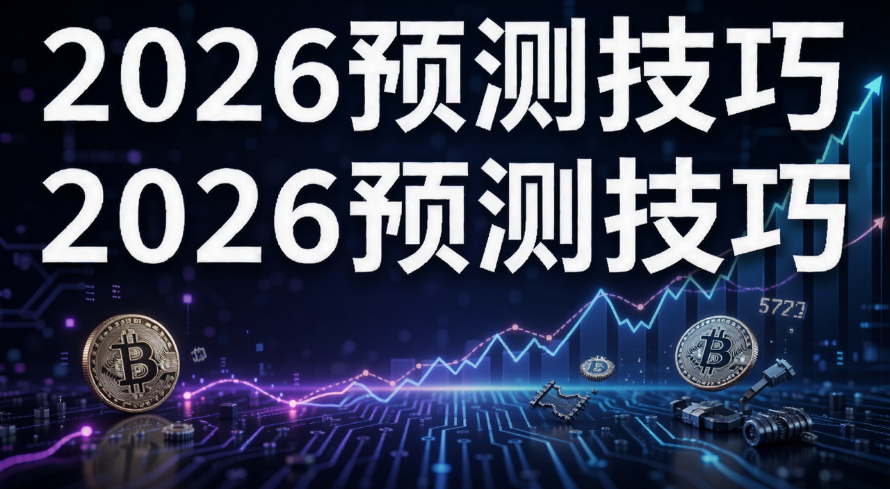 比特币价格预测:57个实用技巧 封面图 文字“2026预测技巧”,比特币,价格走势图,科技感背景