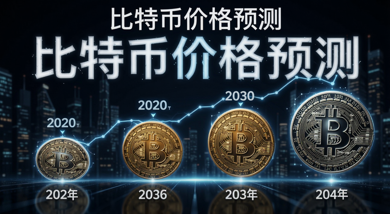 比特币价格预测 2026年 2030年 2040年 通往100万美元之路 概念图 文字“比特币价格预测”