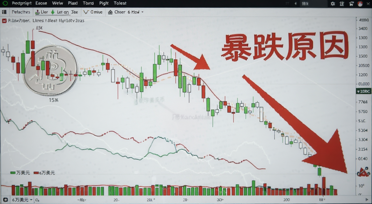 比特币跌破6万美元 K线图 下跌趋势 数字货币 行情分析 文字“暴跌原因”