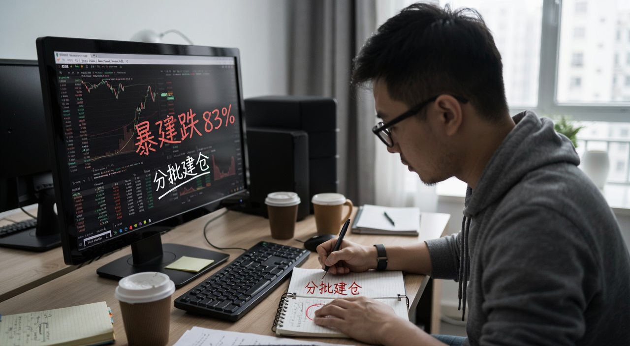 MSTR策略暴跌83% 投资者在电脑前记录交易笔记 标注