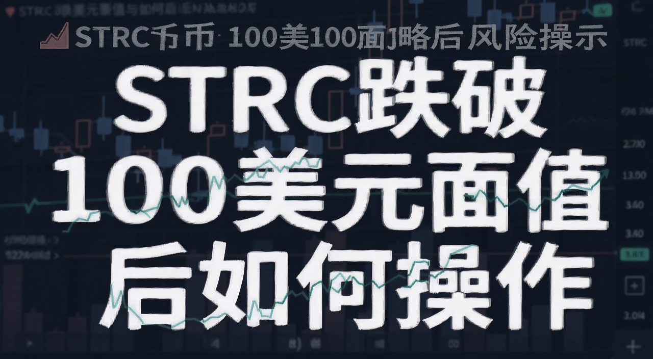 STRC币抄底策略与风险提示配图,文字标注“STRC跌破100美元面值后如何操作”