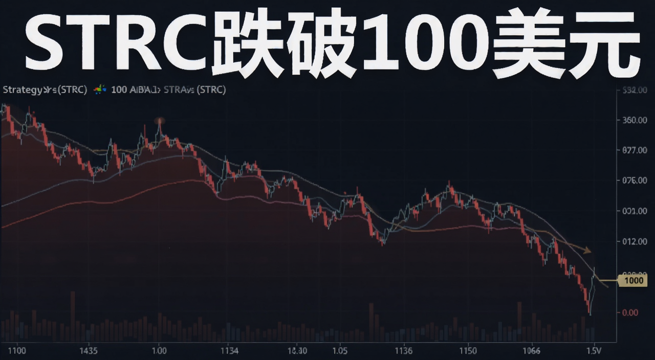 Strategy(STRC)跌破100美元面值 行情走势图 数字资产价格波动 市场情绪 配文字“STRC跌破100美元”