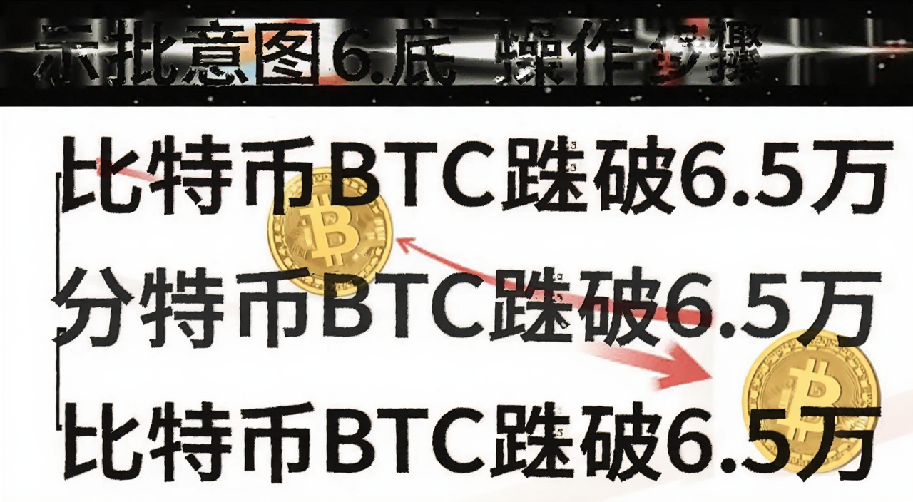 比特币BTC跌破6.5万后抄底操作步骤示意图,文字标注