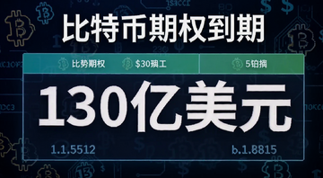 一张简洁的比特币期权到期数据表格示意图,背景是加密风格,关键词包含“比特币期权到期”和“130亿美元”