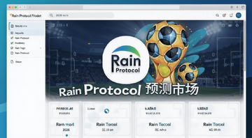 Rain Protocol预测市场平台界面展示2026世界杯相关预测板块,画面中央有Rain Protocol标志和世界杯元素,配文字