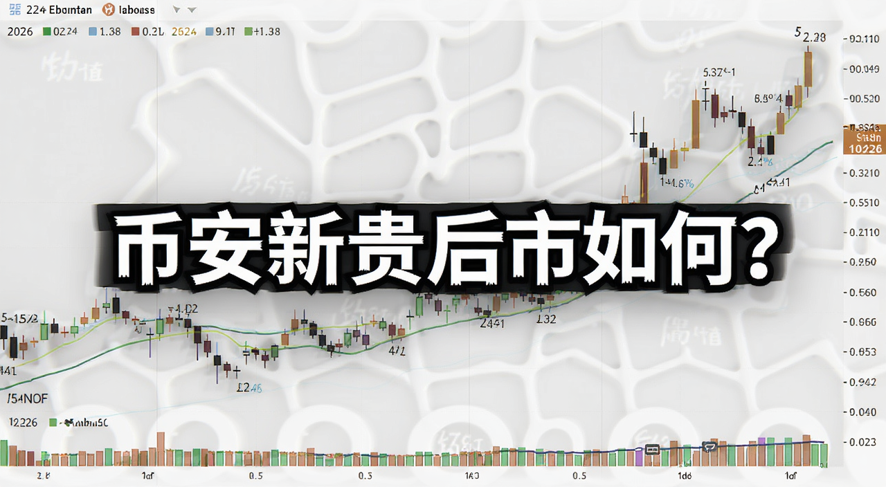 2026年币安新贵代币价格走势K线图,画面中央用醒目文字标注“币安新贵后市如何?”
