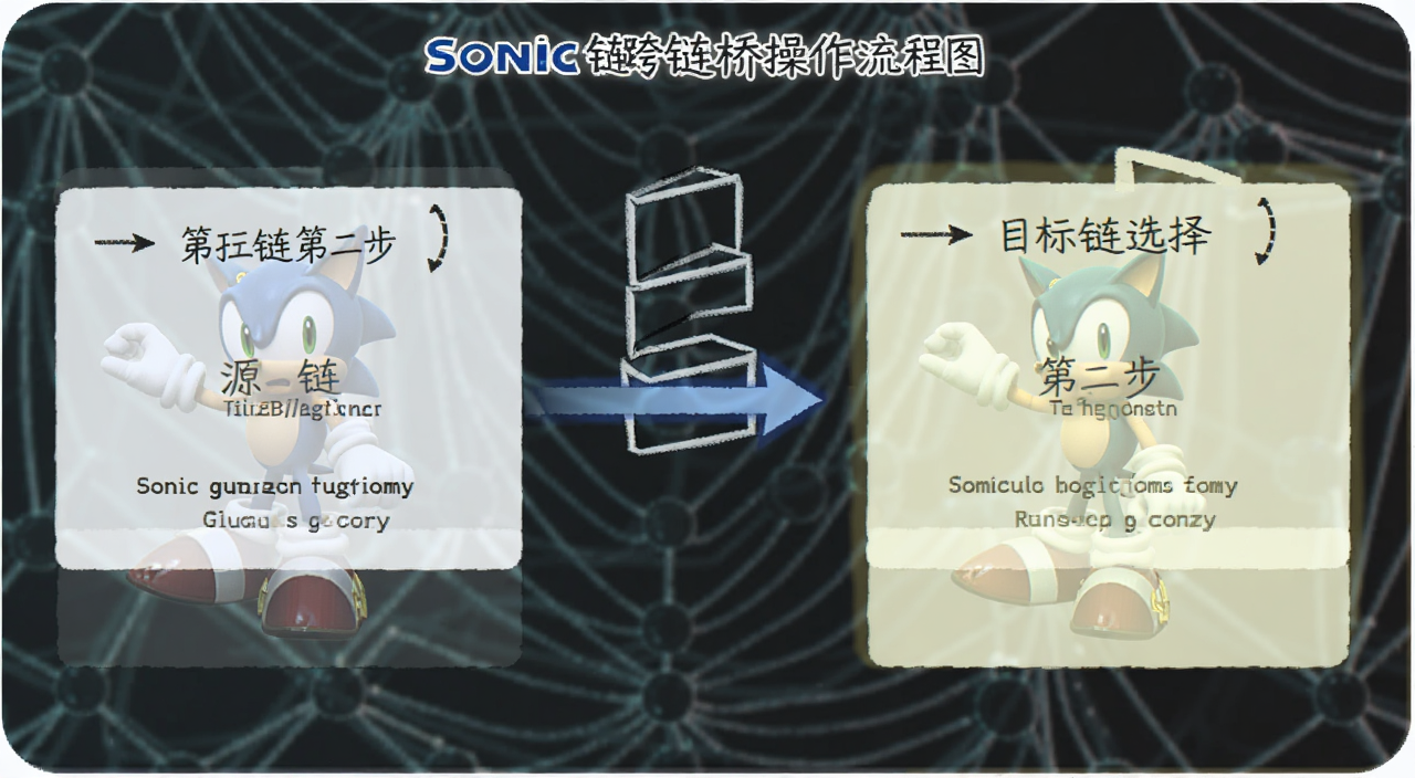 Sonic链跨链桥操作流程图,标注源链和目标链选择步骤,文字注明第一步第二步