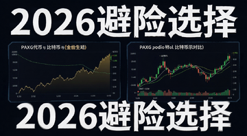 PAXG代币与比特币在2026年市场环境下的避险表现示意图,包含金价走势图与比特币K线对比,文字标注“2026避险选择”