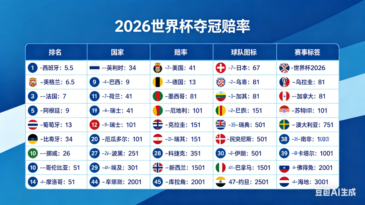 2026世界杯 Polymarket预测市场 球队夺冠赔率界面截图