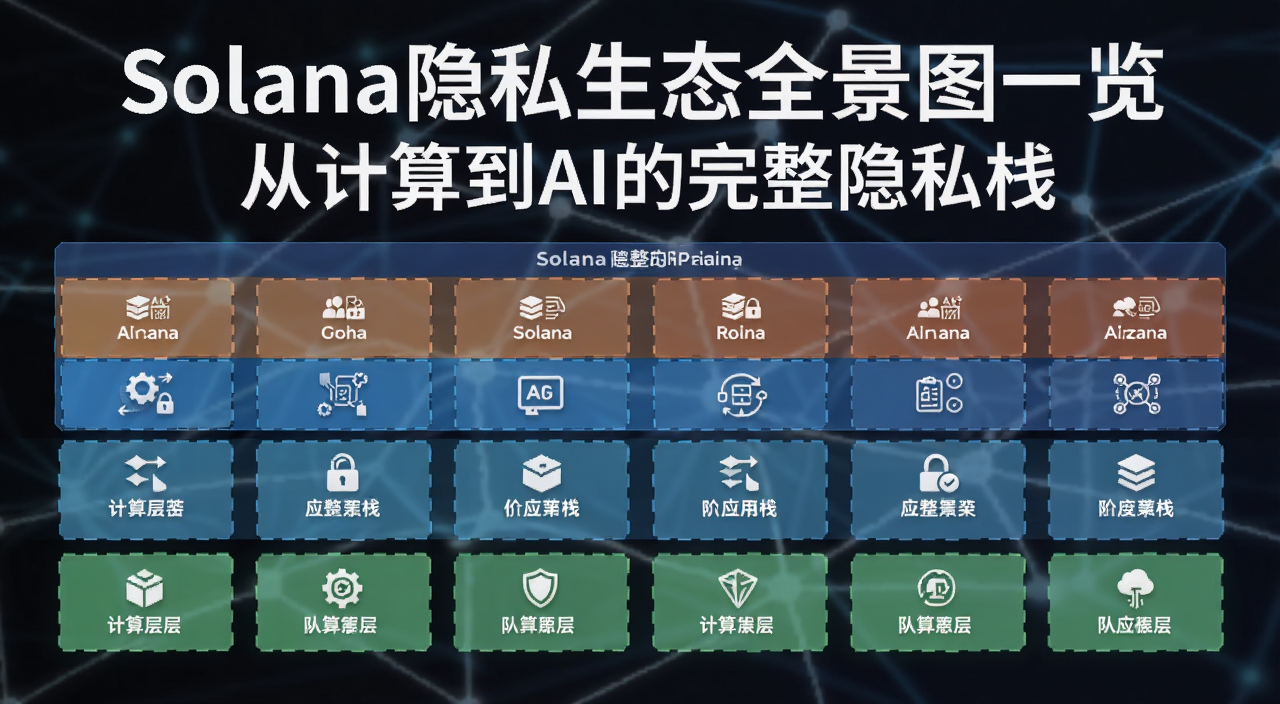 Solana��˽��̬ȫ��ͼ����ͼ��չʾ�Ӽ���㵽AIӦ�ò��������˽ջ�ܹ�����ע