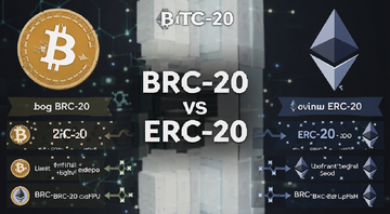 ���ر���̬���BRC-20���Һ���ͨERC-20��ʲô��ͬ����һ�ŶԱ���Ϣͼչʾ���ر�������̫�����ϵĴ��ҷ��з�ʽ���죬��������д��BRC-20 vs ERC-20����������������ֱ��ñ��ر�ͼ�����̫��ͼ������,�ؼ��ʰ���BRC-20