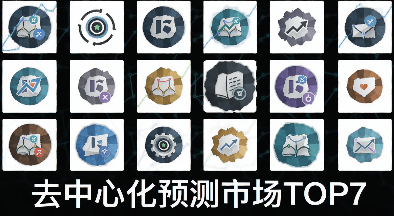 2026去中心化预测市场TOP7平台Logo合集,图片下方标注“去中心化预测市场TOP7”