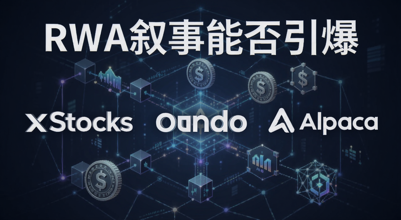 RWA���¸���ͼ������������xStocks��Ondo��Alpaca������־���У������Ǵ��һ���Ʊ�����������罻֯���������ֱ�ע��RWA�����ܷ�������