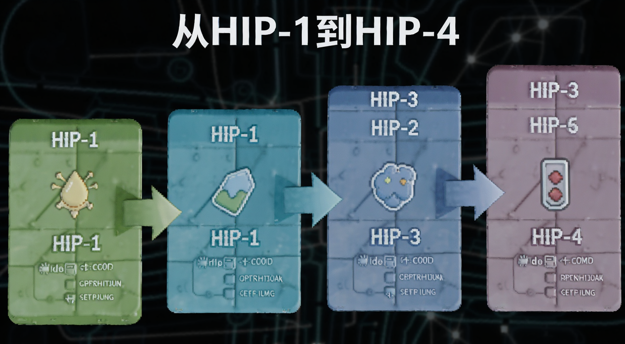 从HIP-1到HIP-4完整流程示意图,画面中带有