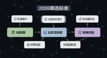 Base生态项目筛选流程图,从合约审计到社区活跃度到叙事匹配,用文字标注“2026筛选标准”