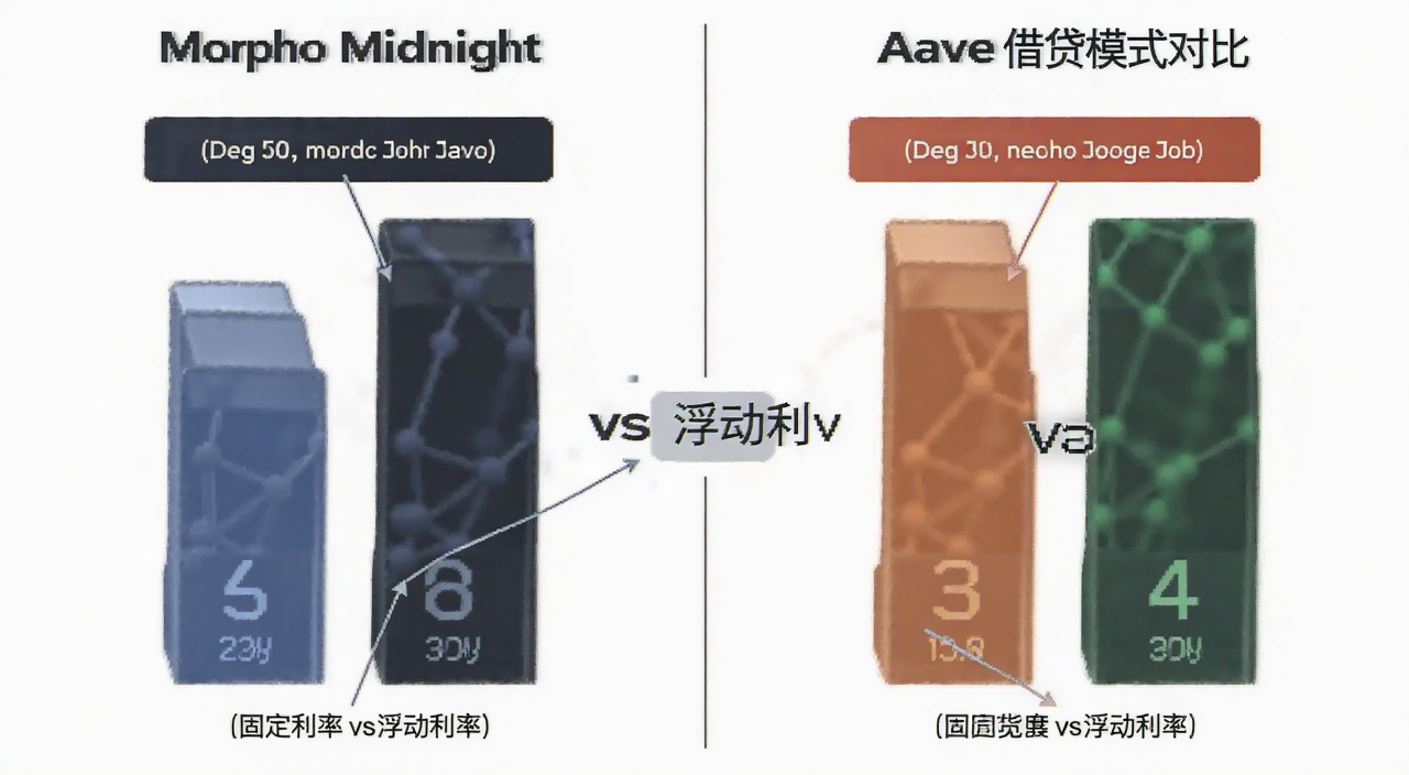 Morpho Midnight��Aave���ģʽ�Ա�ͼ�������ֱ�ע���̶����� vs �������ʡ�