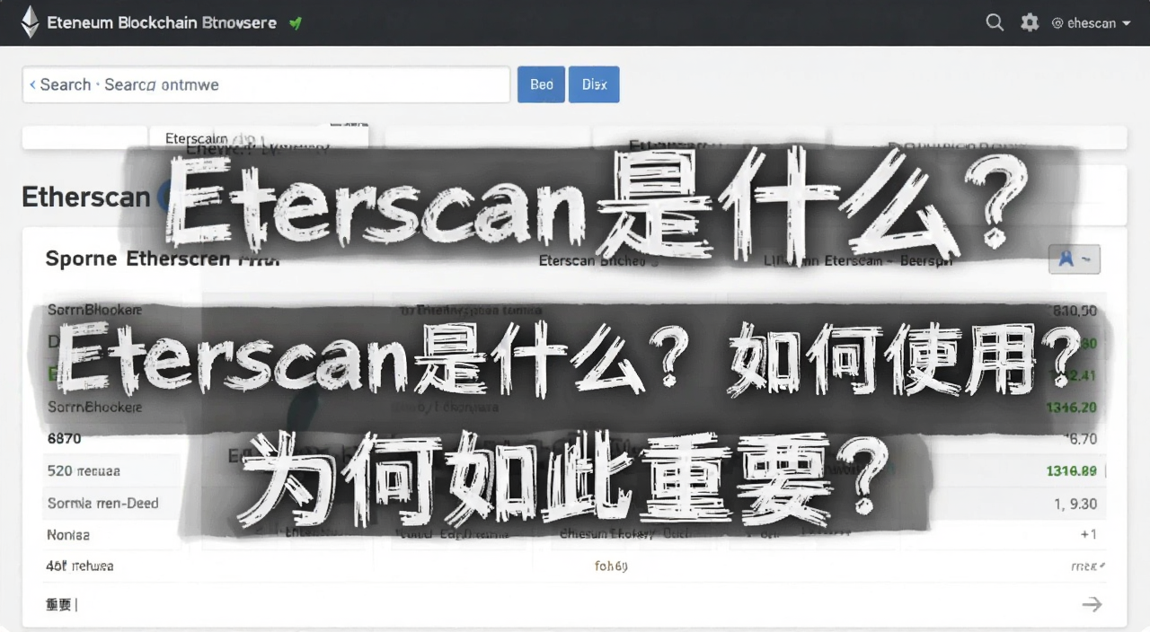 以太坊区块链浏览器Etherscan界面截图,展示搜索框和最新区块数据,标注
