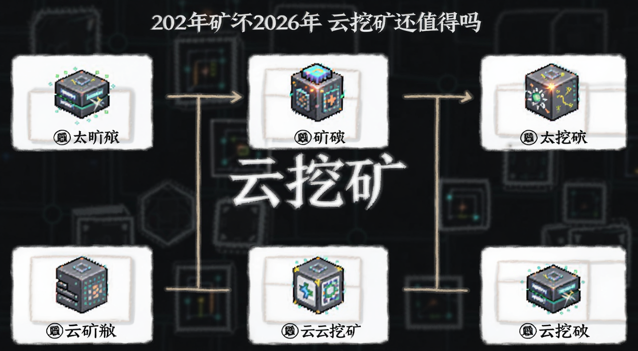 什么是云挖矿 2026年云挖矿还值得吗 云算力挖矿运作流程图 文字标注“云挖矿”