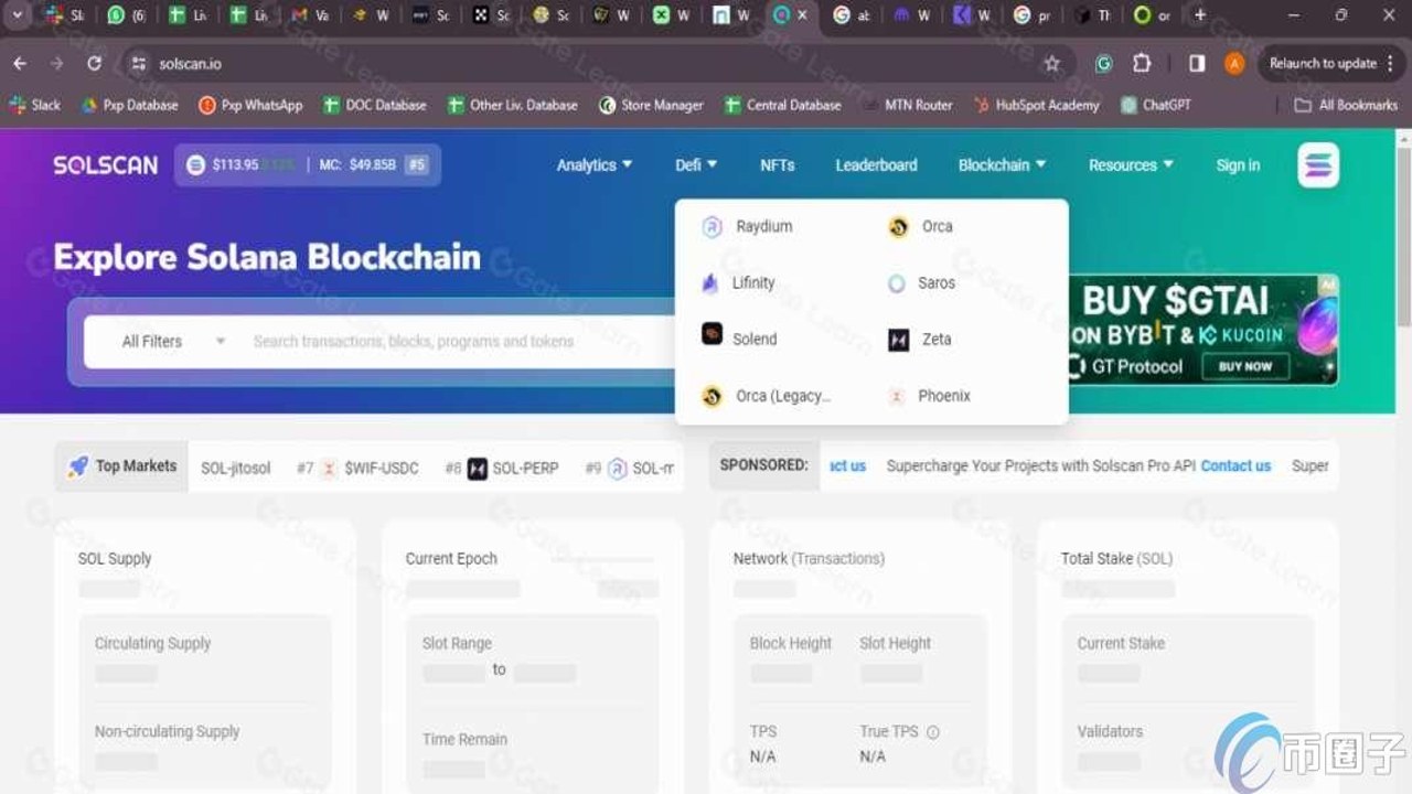 Solscan代币分析页面截图,关键词Solscan功能介绍