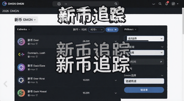 GMGN追踪新币界面截图,展示2026新版GMGN网页端新币追踪面板,包含新币列表、时间筛选、链选择等核心功能区,图中文字标注“新币追踪”